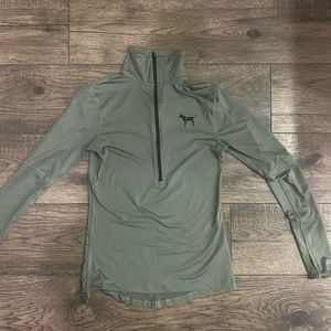 VS PINK Ultimate Mesh Deep Zip Pullover Sage
